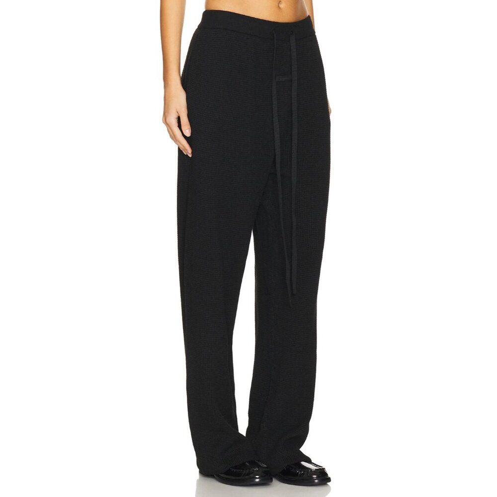 Fear of God ESSENTIALS Waffle Relaxed Pants Black - Picture 2 of 5